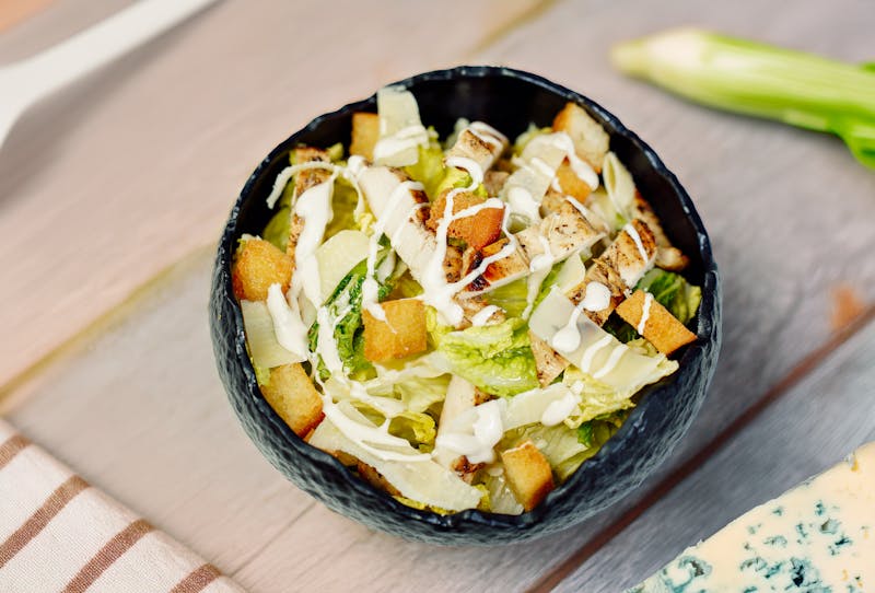 Caesar salad with romaine and croutons