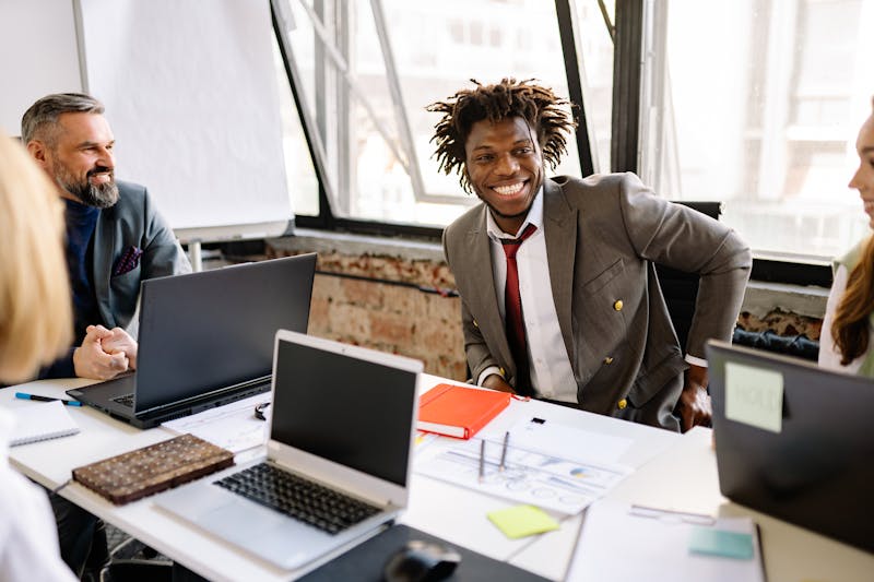 Anthony's team collaborating in restaurant